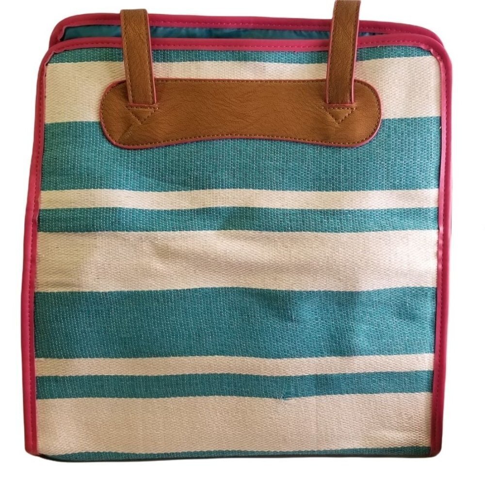 Nieman Marcus Pink & Blue Shopping Beach Tote Bag 14" - Picture 5 of 9